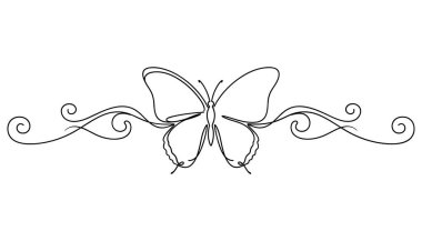 Kelebek ve Girdap Çizgisi Sanat Vektör Sözcükleri Kelebek, girdaplar, şekillendirme simgesi silueti