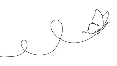 Doğa ve özgürlük kavramı için minimum anahat biçiminde kelebek aralıksız çizgisi çizimi
