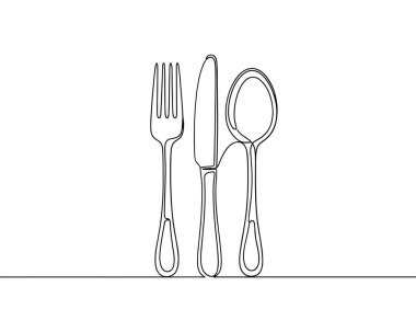 Çatal kaşığı ve bıçak çizgisi çatal bıçak takımı mutfak tasarımı için en düşük taslak biçiminde ayarlandı