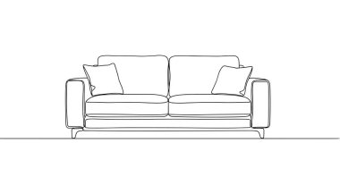 Minimum kanepe iç mekan konsepti için kesintisiz çizgi çizimi