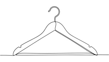 Elbise askısı moda ve gardırop konsepti için sürekli bir çizgi çizimi