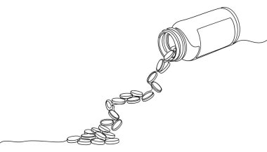 Dökülmüş şişe aralıksız çizgi çizimi atık ve kaza konseptini temsil ediyor.