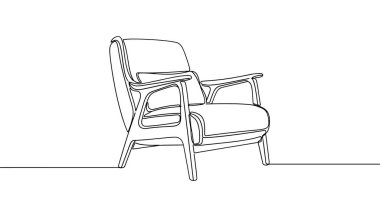 Mobilya tasarımı kavramları için sürekli rahat ahşap koltuk çizimi