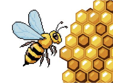 Bal ve arıcılık kavramını temsil eden bal peteği çizimi ile uçan arı