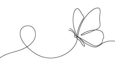 Kelebek Süreklilik Çizgisi Vektör Kelimeleri Kelebeği, illüstrasyon simgesi silueti