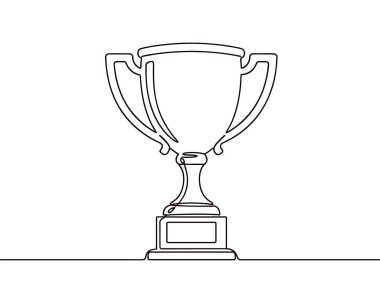 Bir Kupa Vektörünün Sürekli Çizgisi. Anahtar kelimeler ödülü, resim simgesi silueti