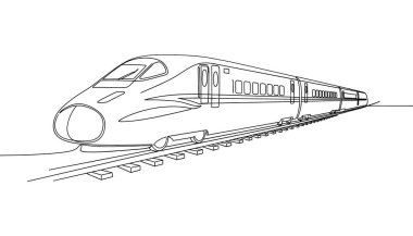 Parçalar üzerindeki modern yüksek hızlı trenin vektör çizgisi Anahtar Kelimeler resimleme silueti