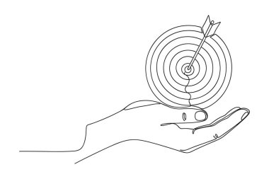 Arrow Vector ile el ele tutuşan hedef. Anahtar sözcükler el ele tutuşmak, resim simgesi silueti