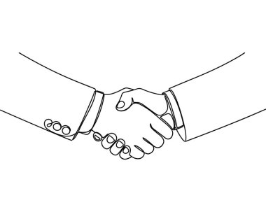 Aralıksız satır sanatı biçiminde el sıkışma vektör illüstrasyonu Anahtar sözcük simgesi silueti