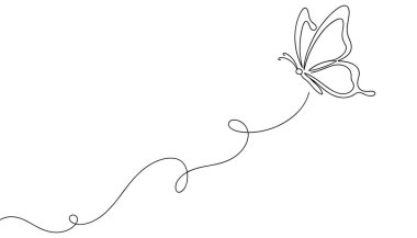 Devamlı çizgi kelebek çizimi özgürlüğü ve doğayı simgeliyor.