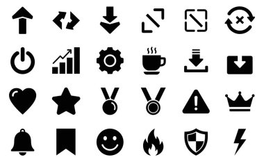 Kullanıcı arayüzü sistem simgeleri siyah vektör koleksiyonu