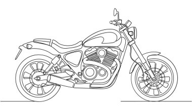 Motosiklet çizgisi çizimi ayrıntılı vektör