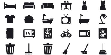 Ev ve ev simgeleri siyah vektör koleksiyonu