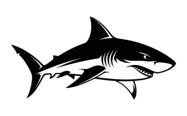 Köpekbalığı silueti. Güçlü deniz hayvanı vektörü.