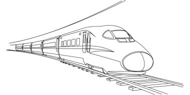 Yüksek hız tren hattı çizimi modern demiryolu taşıma vektörü