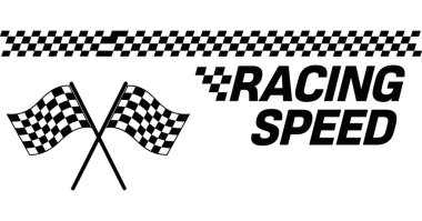 Damalı bayraklı yarış hız pankartı motor sporu çizimi