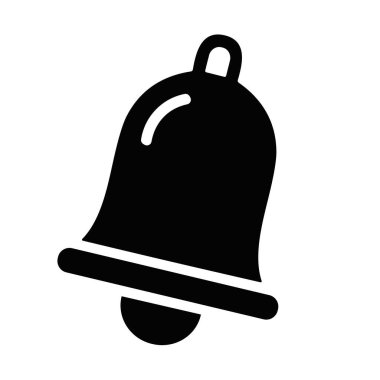 Beyaz arka planda siyah bir zil silueti gösterilir. Siluet beyaz arkaplan bildiriminde çan simgesi çizimi