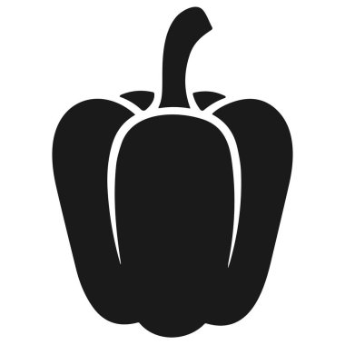 Bir dolma biberin siyah silueti beyaz arka planda resmedilir. Bir dolma biber vektörünün siyah silueti..