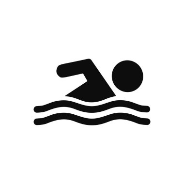 Beyaz arkaplanda yüzme ikonu çizimi olan vektör kişi. Yüzme simgesi çizimi beyaz arkaplan üzerinde anahtar sözcükler yüzme, simge, siluet