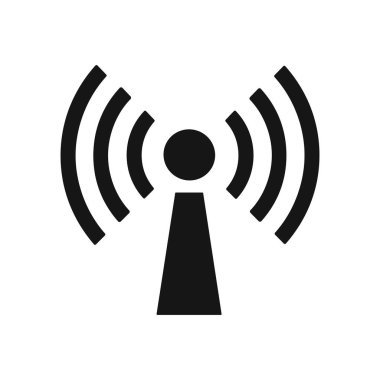 Wi-Fi sinyal kulesini temsil eden minimalist bir siyah vektör ikonu. Wi Fi Sinyal Kulesi Simge Vektör Anahtar Kelimeleri Wi-Fi, sinyal, kule, ikon, illüstrasyon silüeti