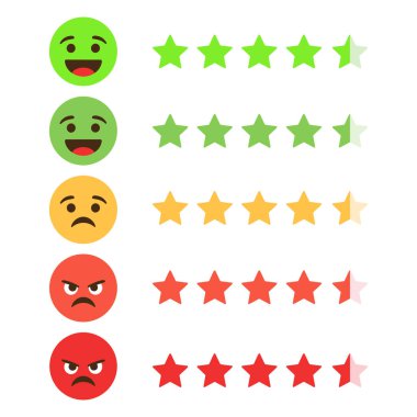 Müşteri Beğeni Emoji Yıldız Geri bildirim Değerlendirmesi Simgesi Koleksiyonu
