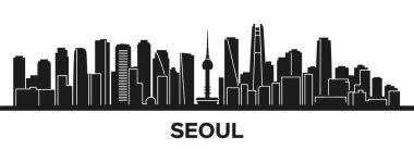 Seul şehrinin siluet vektör çizimi beyaz arkaplanda izole edildi