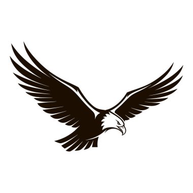 Mbed illüstrasyon ikonu silueti Kara Kartal Kanatlarla Uçuyor Yayılan Vector şahin kuşu