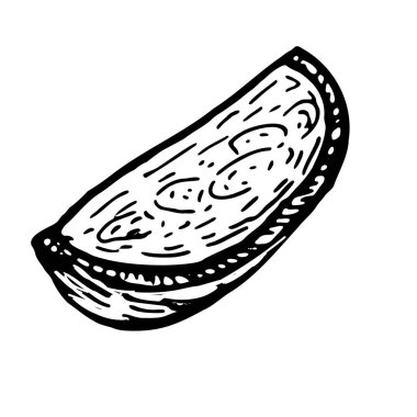Tutkulu meyve dilimi vektör besin çizimi. Klasik eskiz tarzında taze ve kurutulmuş tropikal meyve. Doğal organik bitki, doğrusal mürekkep çiziminde sağlıklı diyet sanatı, oyma tarzı.