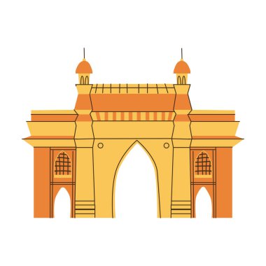 Hint Geçidi vektör çizimi izole edildi. Hindistan tarihi eser ve ünlü bir nesne. Mumbai ikonunda geçit, kültür sembolü, seyahat tasarım unsuru. Histerik miras..