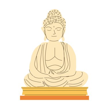 Bodh Gaya 'daki Hint Buda çizimi izole edildi. Hindistan tarihi eser ve ünlü bir nesne. Buda Heykeli ikonu, Bodhgaya 'nın kültür sembolü, seyahat tasarım unsuru. Düz bir kalıtımla historik miras