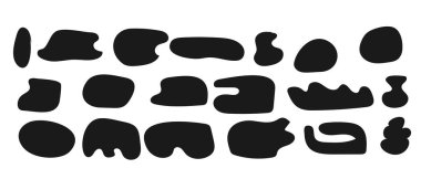 Soyut siyah oval serbest kütle ve baloncuk şekilleri. Vektör illüstrasyonundaki organik düzensiz formlar. Karalama, çıkartma, geçmiş, maske ve poster tasarımları için idealdir..