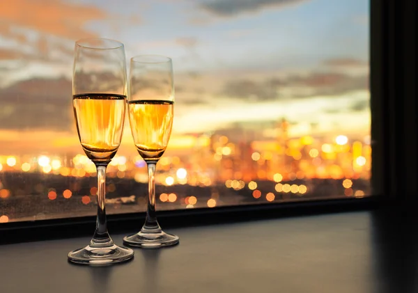 Champagne in de stad — Stockfoto
