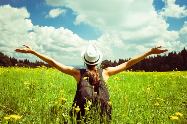 Chica disfrutando de la libertad al aire libre — Foto de Stock