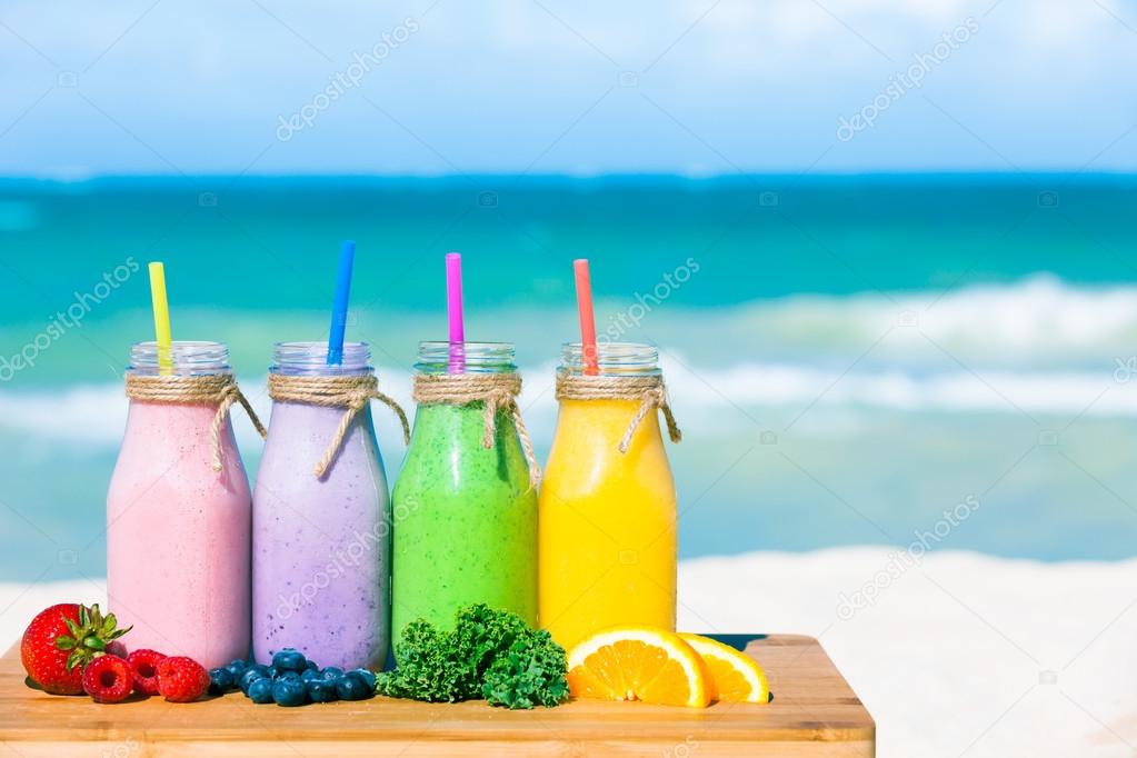 Assortment of fruit smoothies