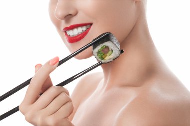 suşi ile kız portresi