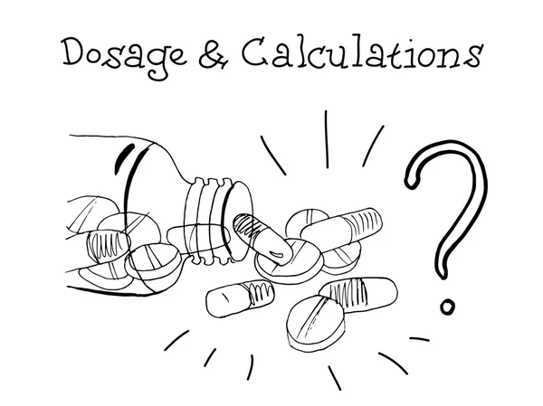 Дозування та розрахунки. Здоров'я дітей. Ескіз графіки у векторі . — стоковий вектор
