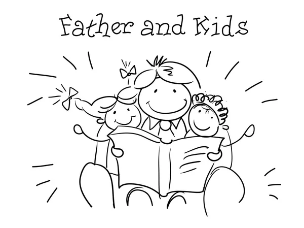 Father and kids. Kids Health. Graphics sketch in vector. — Stock Vector