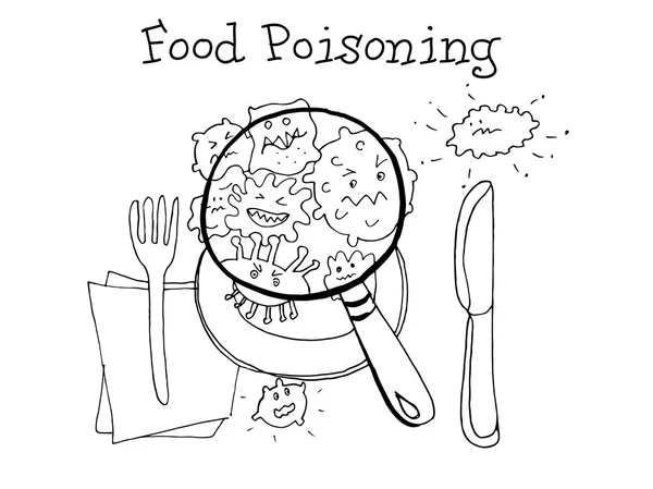 Food poisoning. Kids Health. Graphics sketch in vector. — Stock Vector