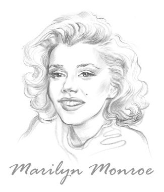 Portrait of Marilyn Monroe. Hand drawn graphic artwork. clipart