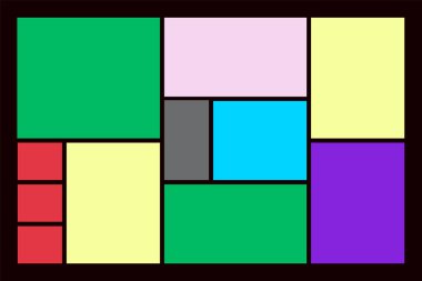 Modern Posterler, Web Tasarımı, Markalaştırma ve Yaratıcı Projeler için Geometrik Şekiller ile Soyut Renk Bloğu Bento Izgara Kontrol Arkaplanı