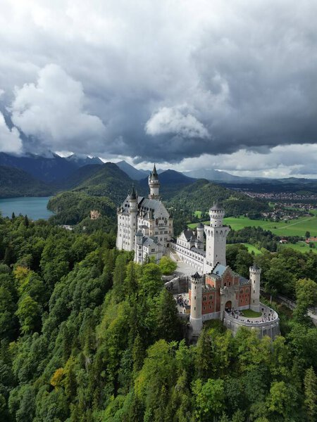 Neuschwanstein Castle Germany Drone Shooting. High quality photo