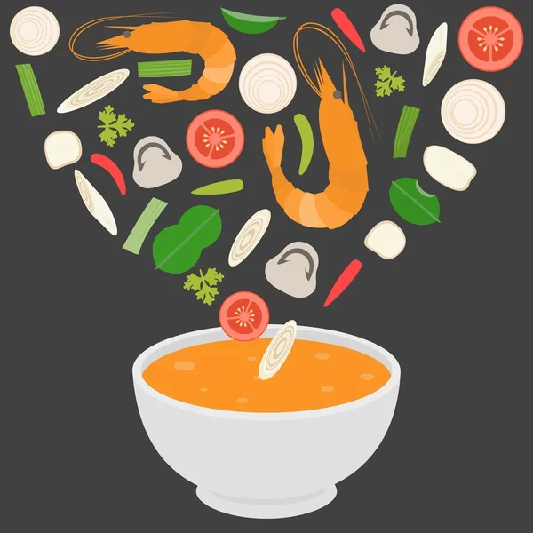 Sopa de camarones tailandeses — Archivo Imágenes Vectoriales