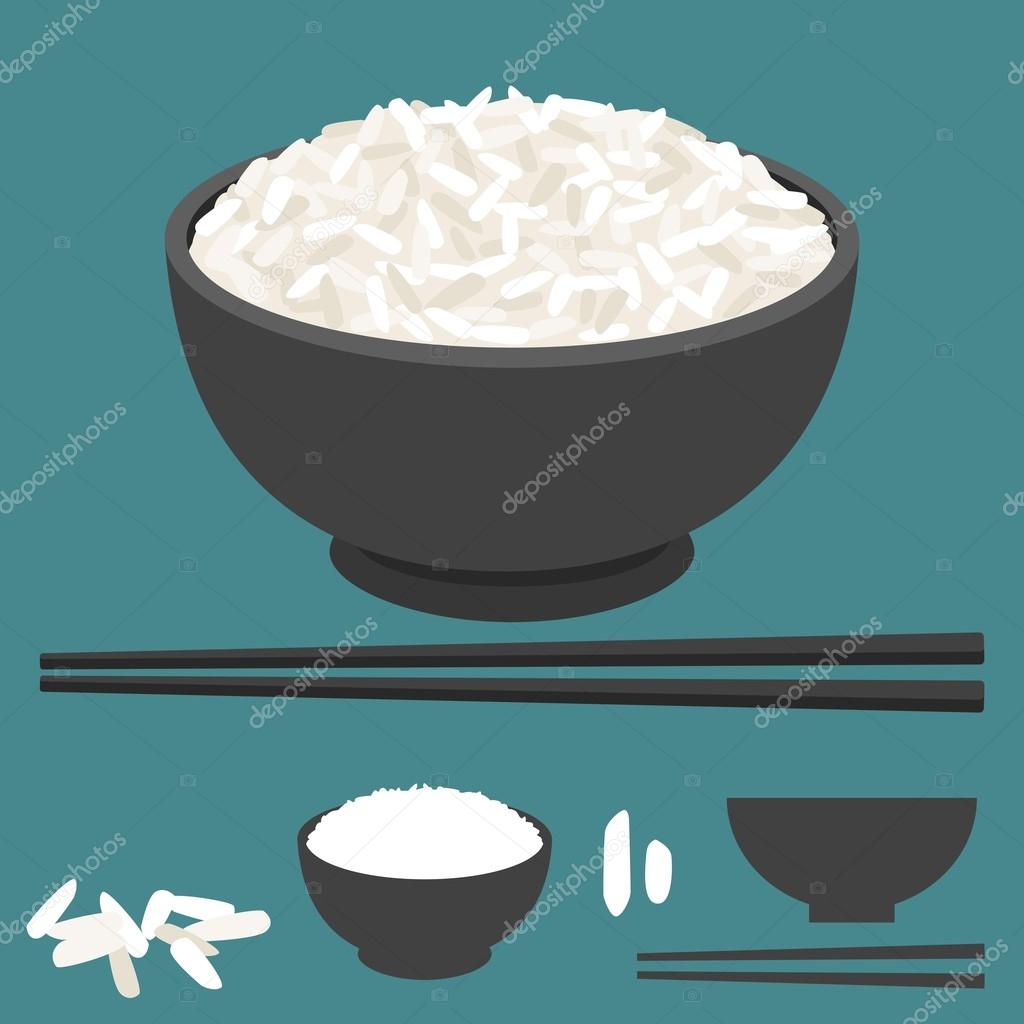 Rice in bowl with chopsticks