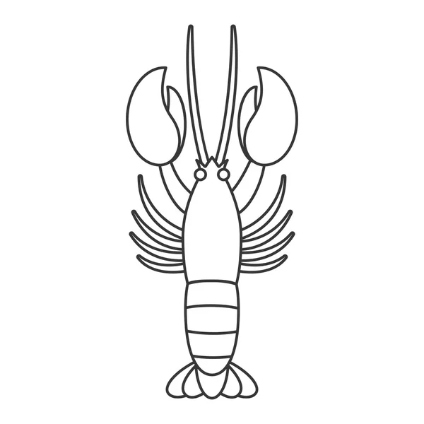 Ikon garis lobster vektor - Stok Vektor