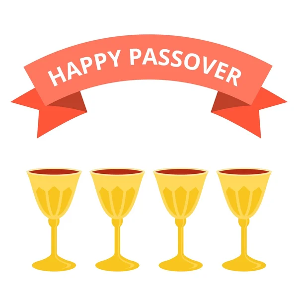 Happy Pesach se čtyřmi grál — Stockový vektor