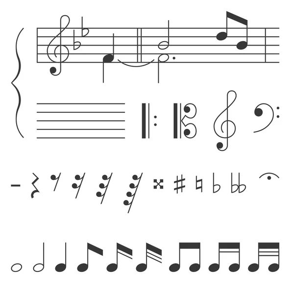 Elementos de nota musical, vector de clave — Vector de stock