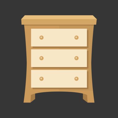 Çekmece vektör düz tasarımı siyah arka plan üzerine