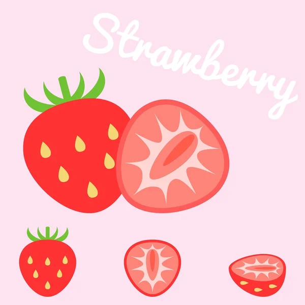 Fraise vectorielle, design plat — Image vectorielle