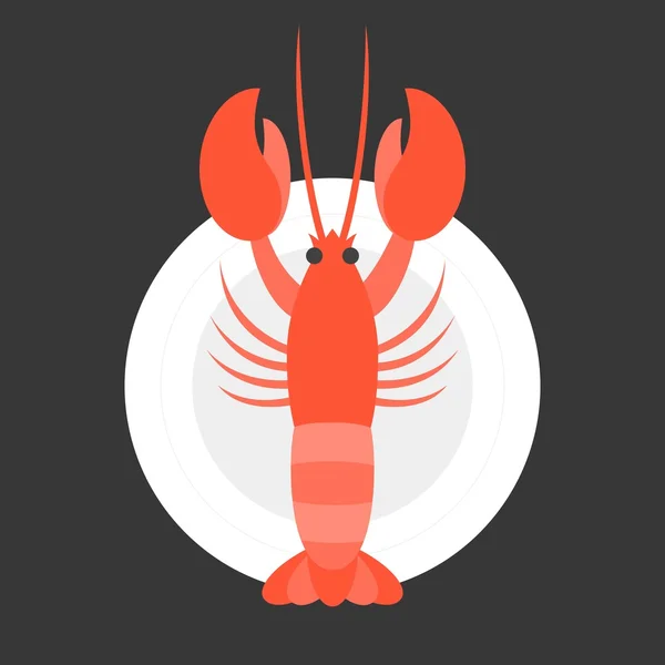 Vektor lobster dalam piring - Stok Vektor