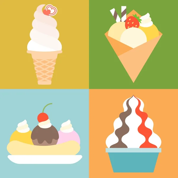 Vector ice cream icon, flat design — Stock Vector